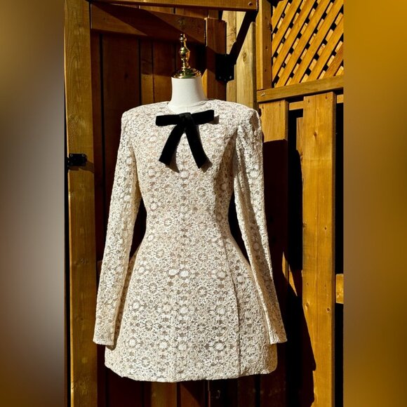 🆕 BRONX & BANCO 🧿 NWOT Courtney Long Sleeve White Lace Mini Dress - Size XL/10 - Picture 10 of 16